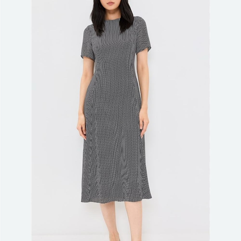 Theory “Birdseye” midi dress. Size 4. Black and white